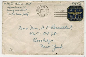 WW2 Patriotic 1943 SANTA ANA CA ARMY AIR BASE SQUADRON 18 & AIR FORCE LABEL !! - Picture 1 of 3