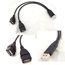1Ft USB 2.0 A Male to 2 x Female Y Splitter Extension Extender Lead Cable Power