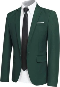 Men's Slim Fit Dark Green *Jacket Only* Piece M 40R Notch Lapel 1 Button - Picture 1 of 2