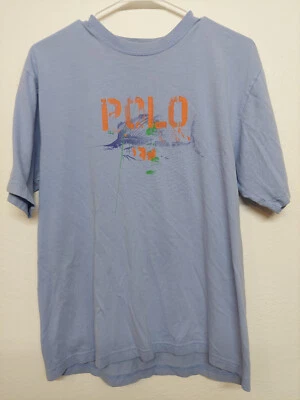 Ralph Lauren POLO Camisa de Pesca XL Niños Talla 20 Azul Pez Juvenil Camiseta Gráfica  Foto 1 de 4