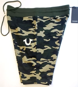 True Religion Men's HS Vintage Fleece Shorts Medium Camouflage Style 106152 New - Picture 1 of 14