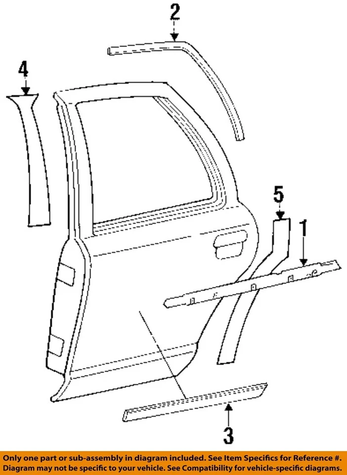 Moldura exterior puerta trasera Ford OEM 95-97 Grand Marquis F7MZ5425556PTM Foto 1 de 1