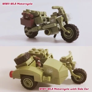 US Army WWII WLA Motorcycle + with with Side Car World War 2 WW2 moc USA blocks - Picture 1 of 6