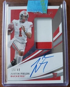 2021 Immaculate Collegiate Justin Fields RPA 2 Color Patch On Card Auto 15/49 RC - Picture 1 of 2