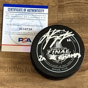Anze Kopitar Signed/Inscribed “2x SC Champs”LA Kings 2014 Signed Game 5 Puck PSA - Picture 1 of 5
