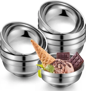 8 Pack 34 Oz Stainless Steel Bowls Double Walled Insulated Soup Ice Cream Metal - Picture 1 of 12
