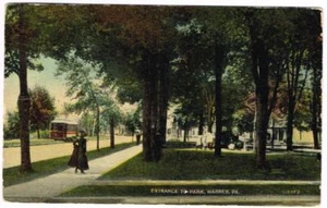 Vintage 1914 PC; Entrance to Park; Warren, PA - Picture 1 of 1