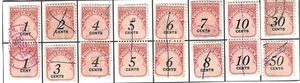 16 US Postage Due Stamps - Scott #J series from 1959 - Used off Paper (#nn) - Picture 1 of 1