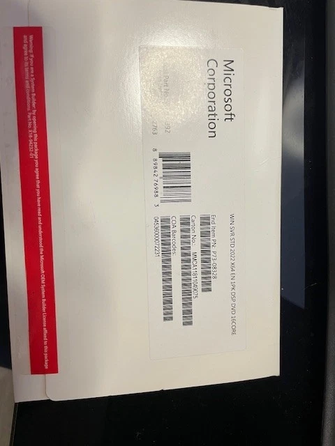 WINDOWS SVR Server Standard STD 2022 64BIT 1PK DSP OEI DVD 16 CORE - Image 1 of 1