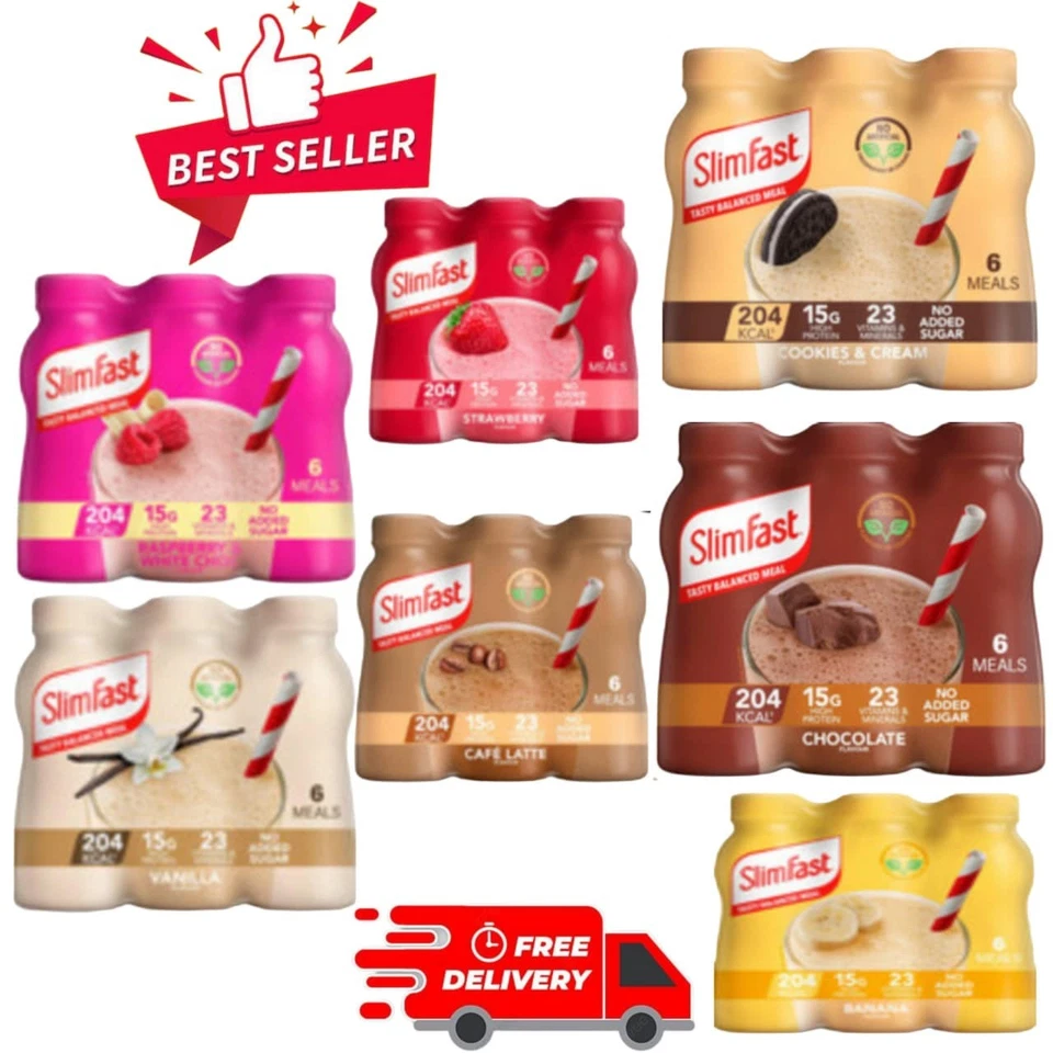 SlimFast Ready To Drink Shake Meal Replacement Shakes for Weight Loss 6 x 325 ml - Image 1 of 1