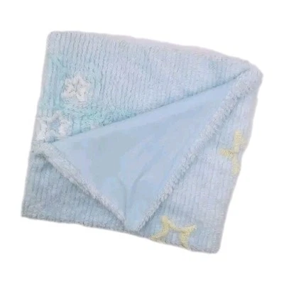 Amy Coe Manta Bebé Azul Chenilla Edición Limitada Estrellas de Cordero 27""x37"" Etiqueta Roja Foto 1 de 4