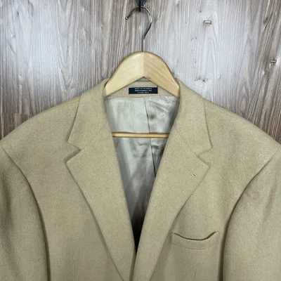 Chaqueta Blazer Botany 500 Para Hombre 48L Tostado Sólido 100% Cabello Camel Dos Botones Foto 1 de 4