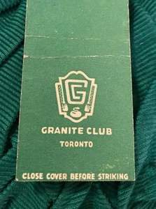 Vintage Matchbook Cover, Granite Club Toronto, Curling Club Canada SPV2 - Picture 1 of 5