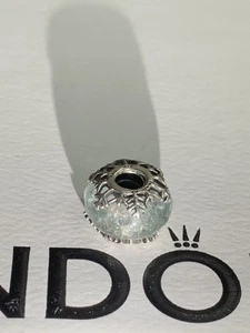 Pandora Winter Blue Snowflake Murano Glass Silver Charm - Picture 1 of 4