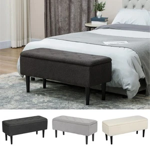 15" Modern Ottoman Storage Box with Wooden Legs and 47L Storage Capacity - Picture 1 of 34