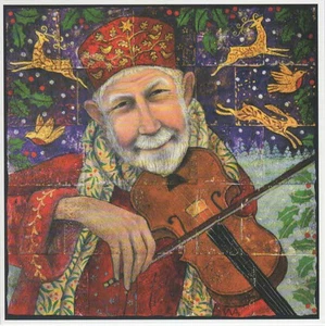 YULE CHRISTMAS GREETING CARD Festive Fiddling PAGAN GODDESS WENDY ANDREW - Picture 1 of 8