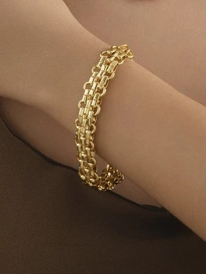 Pulsera de oro de doble cadena - Chapada en oro real de 18 quilates - Impermeable resistente al deslustre Foto 1 de 4