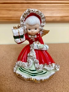 Vintage Napco Weihnachtsengel Shopper 1CX2425 rot mit Geschenken aus Japan - Bild 1 von 6