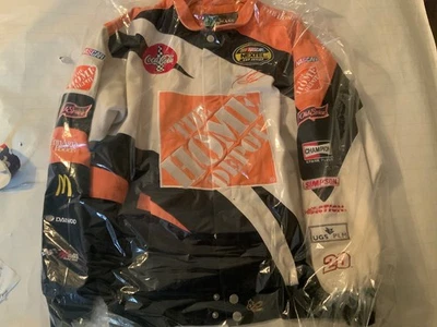 VTG Chase Authentic White Black Orange Home Depot Drivers Line Coat Sz M Read - Image 1 of 4