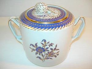 ~ HERMOSO PLATO DE AZÚCAR CON TAPA ESTILO CANTÓN PIEDRA NUEVA SPODE DETALLES DORADOS AZULES ~~ - Imagen 1 de 11