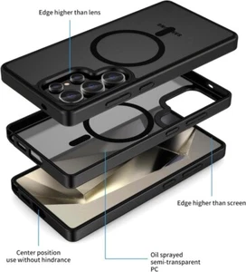 MAGSAFE Hülle für Samsung Galaxy S25+ Ultra/S24FE Schwarz Panzer Magnet Handyhülle - Bild 1 von 12
