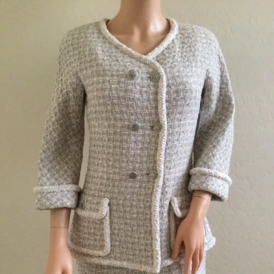 CHAQUETA BLAZER CHANEL 14P FANTASY TWEED LOGOTIPO CC BOTÓN FR46 US14 Foto 1 de 4