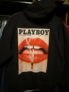 Playboy x Missguided Black Oversized Zippered Hoodie Woman’s Size 4 Magazine - Picture 1 of 8