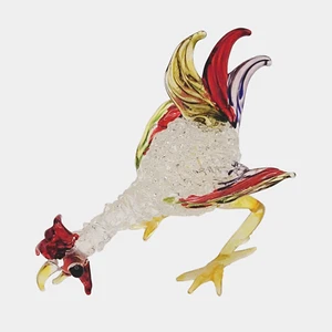 Kunstglas Miniatur Huhn offene Glasarbeit bunte Federn und Füße MIT CHIP - Bild 1 von 23