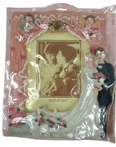 Vintage dicker 3D Hochzeit Keramik aufwendiger Bilderrahmen 8"X10" - Bild 1 von 5