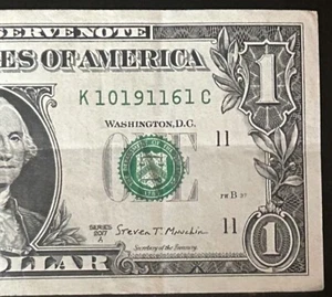 (5 OF A KIND 1s!) $1 Flipper 5 Of A Kind Fancy Serial Number K10191161C *2017A* - Picture 1 of 4