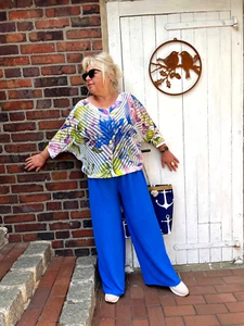 Damen Marlene Hose Blau Einheitsgröße 46-48-50 Leicht Weit - Bild 1 von 9