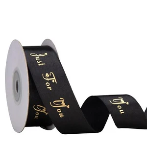 Gift Wrapping Ribbon Black Satin 1"x25 Yards Just for You Print Present Bow - Picture 1 of 7