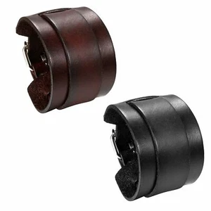 Men's Wide Leather Belt Wristband Bangle Cuff Punk Adjustable Bracelet - Picture 1 of 13