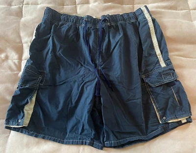 L.L. Bean Mens Navy Blue Lined Drawstring Swim Trunks Pockets Size XL - Image 1 of 4