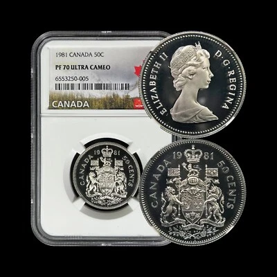 CANADA. 1981, 50 Cents - NGC PF70 - Top Pop🥇 Canadian Arms - Image 1 of 4