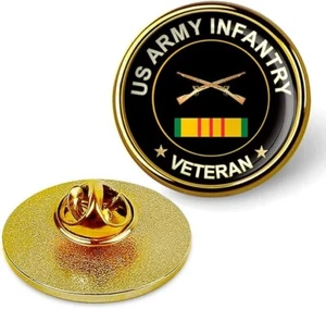 US Army Infantry Veteran Tie Suit Shirt Lapel Pin - Gold - Picture 1 of 3