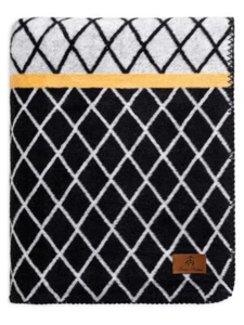 Brooks Brothers Home Grey Cotton Geometric Throw Blanket New $199 - Picture 1 of 5