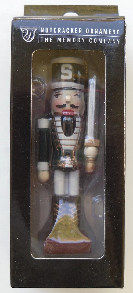 NCAA Michigan State Spartans Nutcracker With Sword Christmas Tree Ornament 4" - Image 1 of 1