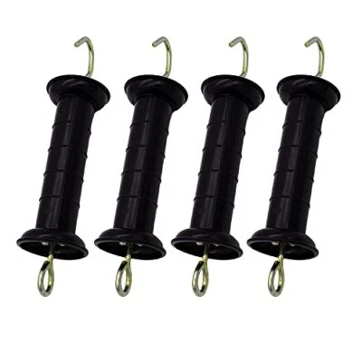 4 Pcs Heavy Duty Electric Fence Gate Handle, Black with Insulators with Spring, - Image 1 of 4