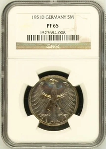 Germany Federal Republic 5 Mark Proof. 1951-D PF65 NGC - Picture 1 of 2