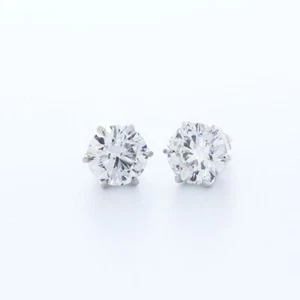 4.0CT LAB-CREATED DIAMONDS E/VVS2 ROUND CUT 14K WHITE GOLD 6-PRONG CLASSIC STUDS - Picture 1 of 7