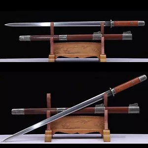 HIGH QUALITY CHINESE JIAN SWORD DAMASCUS BLADE Rosewood SACABBARD Sharp - Picture 1 of 10