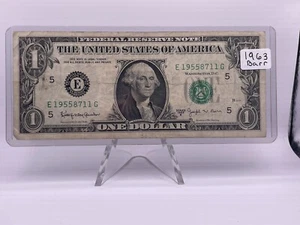 1963B $1 Joseph W. Barr Federal Reserve Note Free Shipping - Picture 1 of 6