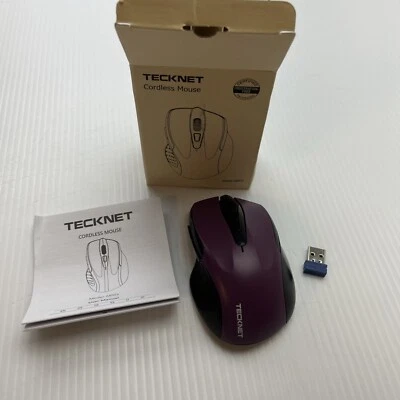 Tecknet Mouse Wireless Computer Optical purple/Black 6 Button Model M003 NEW - Image 1 of 4