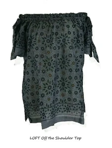 LOFT blau malerisch geblümt schulterfrei Bluse Top XXSP SP S M neu mit Etikett - Bild 1 von 10