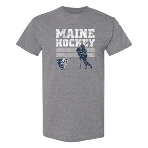 Maine Retro Ice Hockey T-Shirt - Graphite Heather - Picture 1 of 6