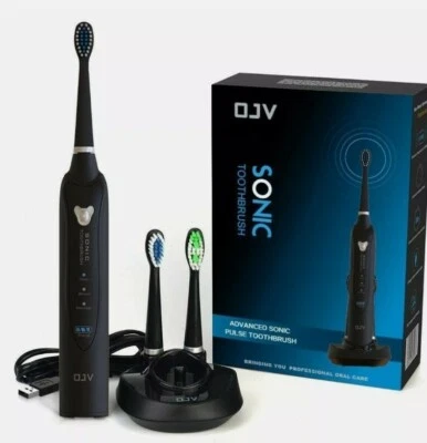 Cepillo de dientes eléctrico sónico OJV impermeable recargable bajo ruido y 3 cabezales de cepillo Foto 1 de 4