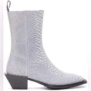 Eytys Luciano Boots White & Grey Blue Reptile Texture Leather - Picture 1 of 4