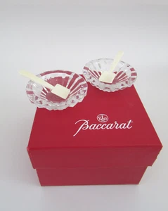 BACCARAT France Crystal Massena Salt  Bowls/Cellars w Spoons - Picture 1 of 8