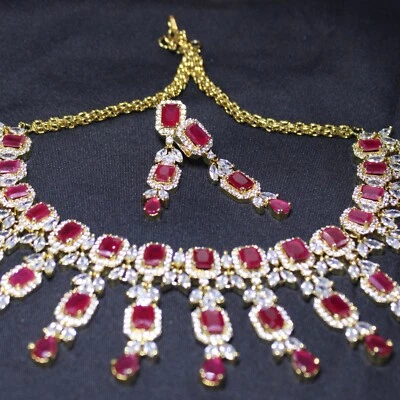 Jasmine: Emerald Cut Rubies with Marquise Diamonds Set (lab-created) - Image 1 of 4